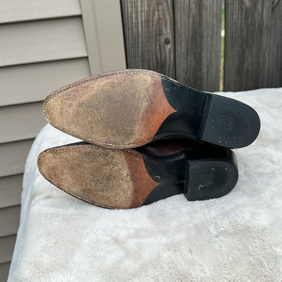 Vintage Dan Post Cowboy Western Boots Men's 10 D Burgundy Cowhide Leather - Picture 6 of 8